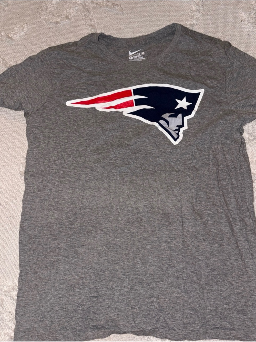 Nike Gray Patriots Logo T-Shirt - Gray/Red/Navy